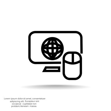 Dünya sembolü ve bilgisayar fare simgesi