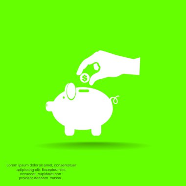 piggy banka para bırakarak el