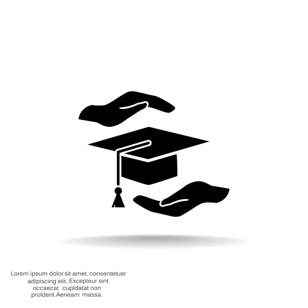 Chapeau académique et icône web mains — Image vectorielle
