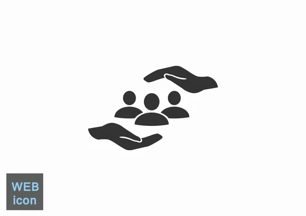 Groupe de personnes et icône mains — Image vectorielle