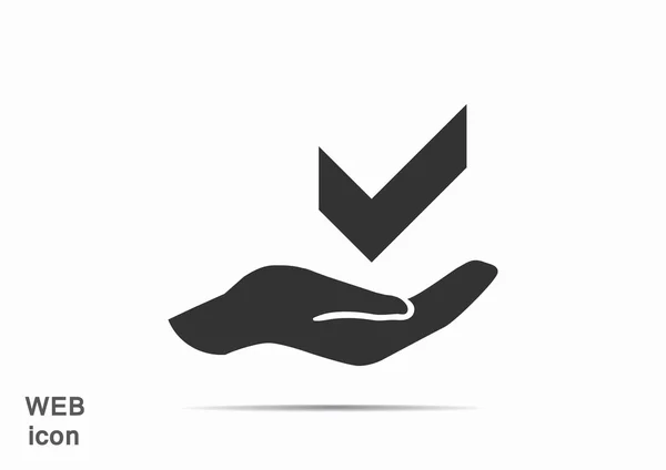 Häkchen Symbol auf der Hand Web-Symbol — Stockvektor