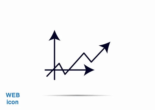 Curved arrow on graph icon — Stock Vector
