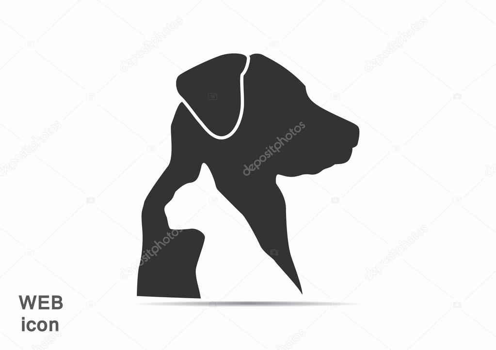 Sign with domestic pets silhouettes, veterinary logo concept