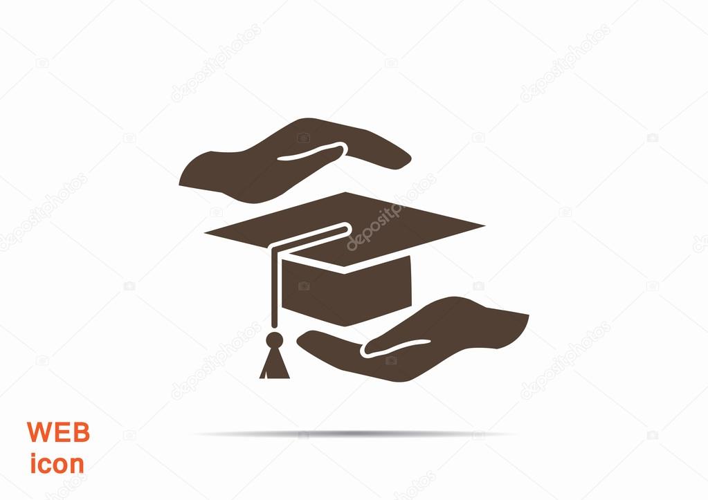 Academic hat and hands web icon