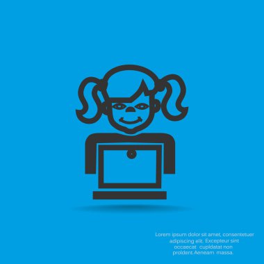 liseli kız ile laptop