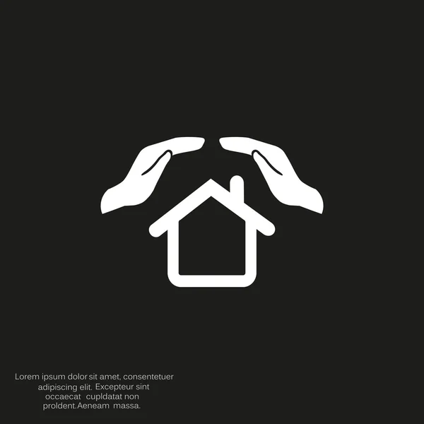Dom z rąk proste ikona — Wektor stockowy