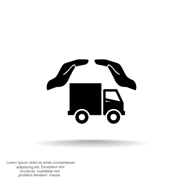 LKW mit Händen einfaches Web-Symbol — Stockvektor