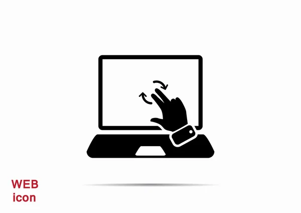 Touch screen sull'icona web del laptop — Vettoriale Stock
