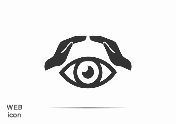 Menselijk oog en handen web pictogram — Stockvector