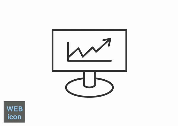 Monitor with graph web icon — Stock Vector