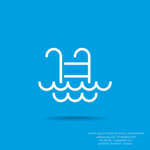 Escalera de piscina con icono de olas — Archivo Imágenes Vectoriales