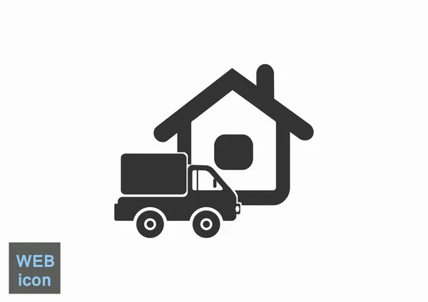 LKW in der Nähe von Haus Web-Symbol — Stockvektor