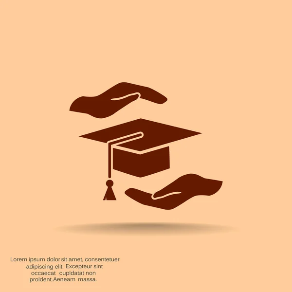 Academic hat and hands web icon — Stock Vector