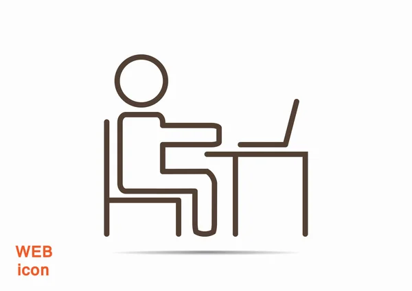 Muž u stolu s ikonou, notebook — Stockový vektor