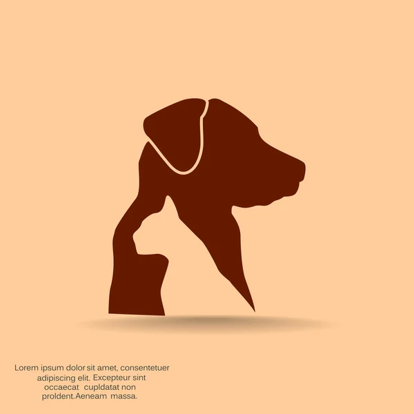 Firma con animali domestici silhouette — Vettoriale Stock