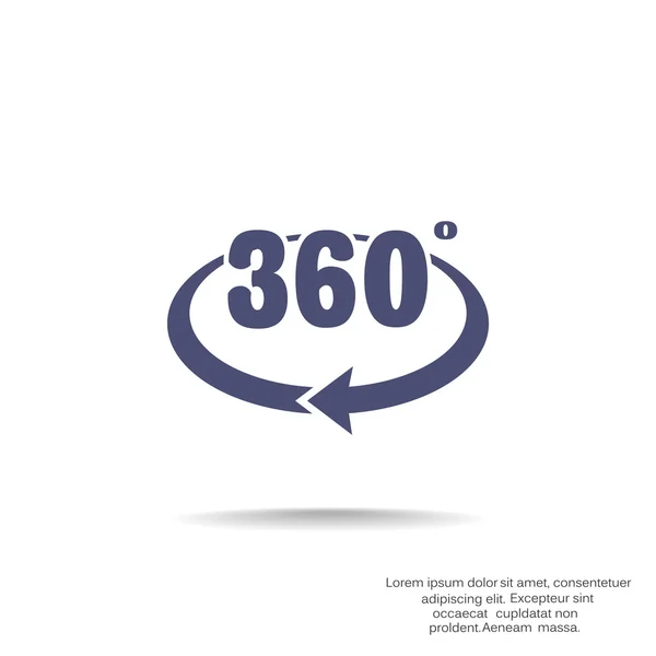 360 gradi con l'icona freccia arrotondata — Vettoriale Stock