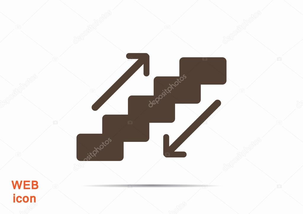 Escalator sign with stairs and arrows