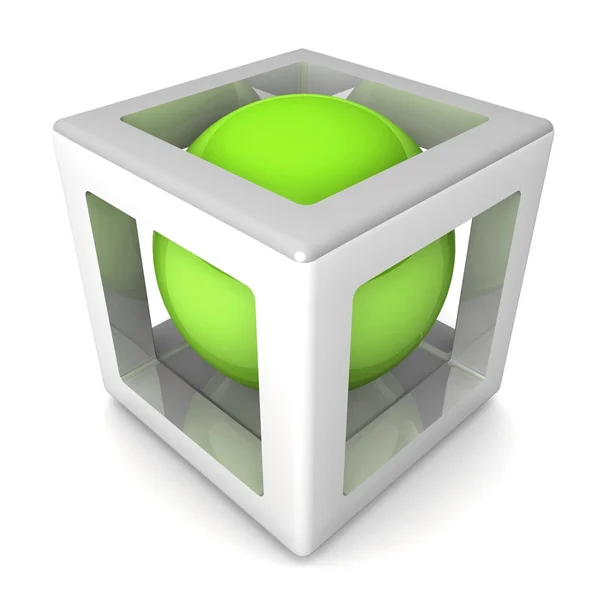 Grey cube with ball inside — Stock Photo, Image