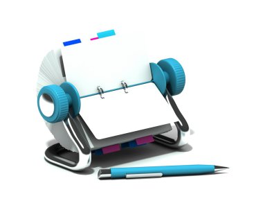 Colorful rolodex and pen clipart