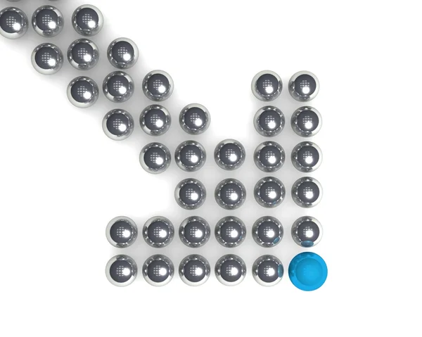 Pijl gemaakt van zilver ballen — Stockfoto