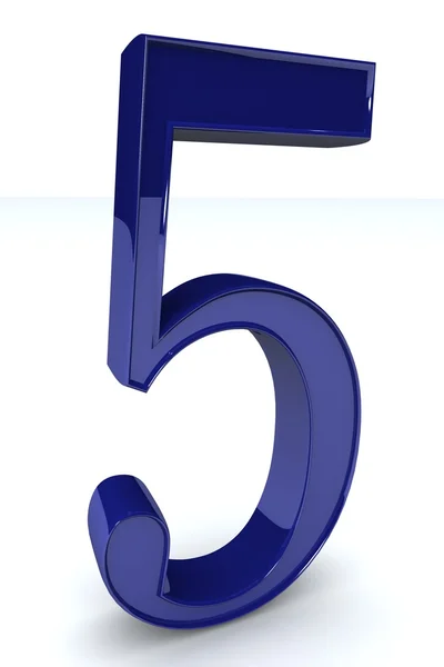 Shiny blue number five — Stock Photo, Image