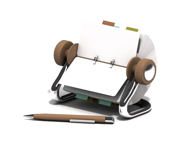 Colorful rolodex and pen — Stock Photo, Image
