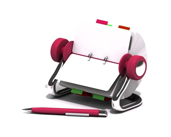 Kleurrijke rolodex en pen — Stockfoto