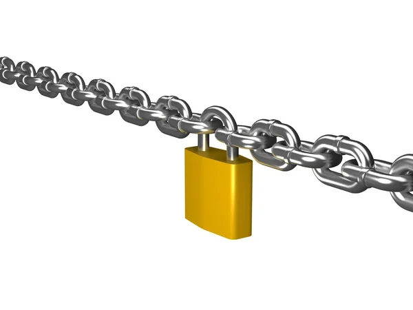 Closed key lock on the chain — Stock Photo, Image