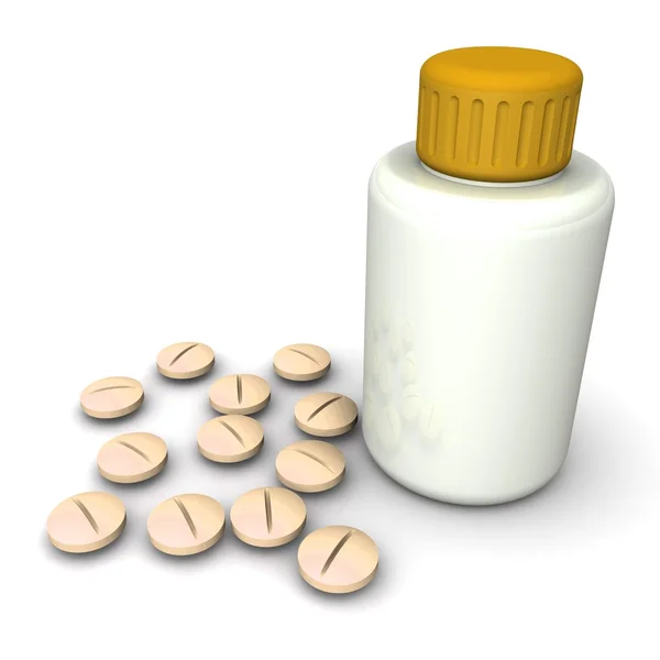 Pill bottle and pills — Stock Photo, Image