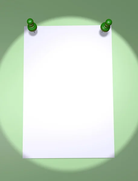 Sheet of paper with thumbtack on the wall — Stock Photo, Image