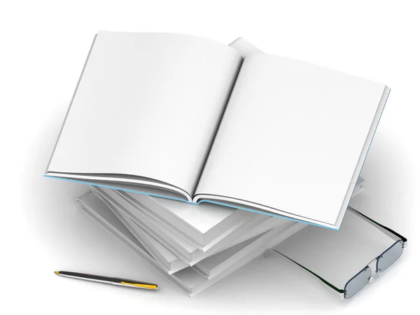 Stapel weißer Bücher — Stockfoto
