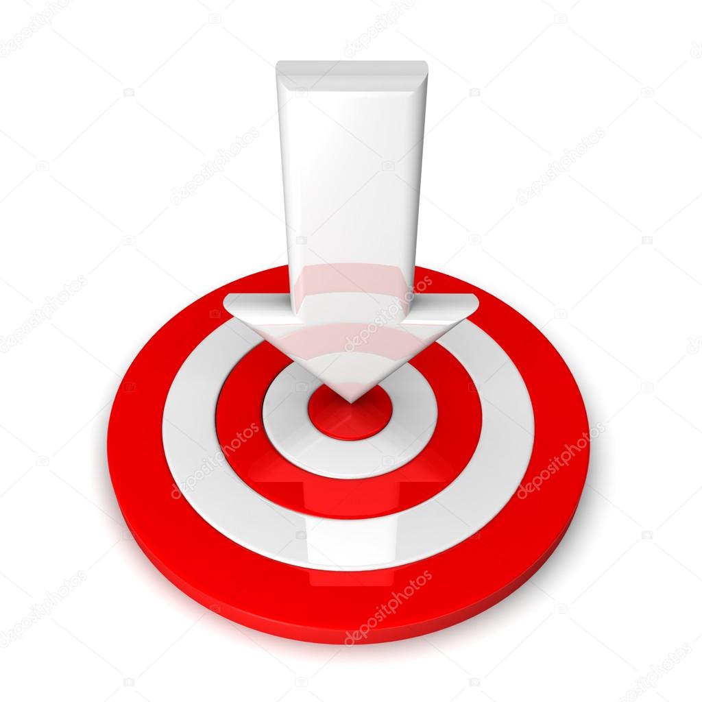 White arrow near target