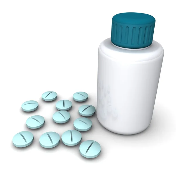 Pill bottle and pills — Stock Photo, Image