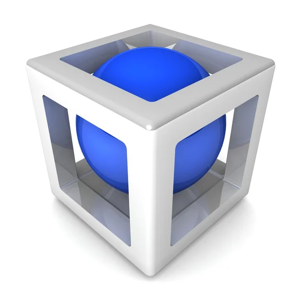 3d cube with sphere inside. — Stock Photo, Image