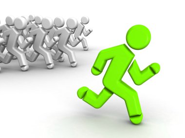 Lider kalabalığın önünde çalışan