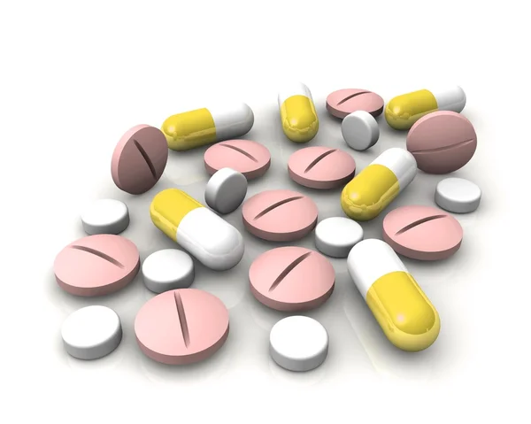 Pilha de pílulas de medicina isolado — Fotografia de Stock