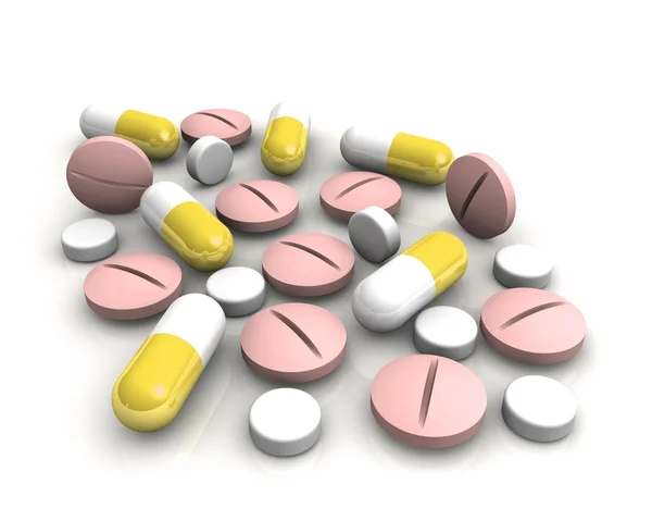 Hromadu medicína tabletky, samostatný — Stock fotografie
