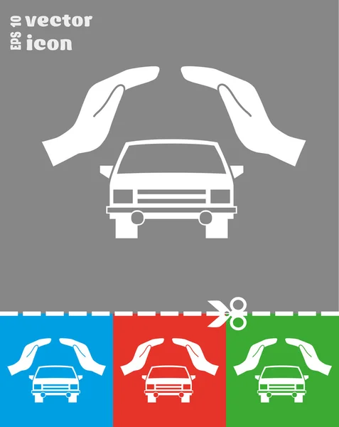 Coche en las manos icono — Archivo Imágenes Vectoriales