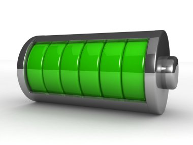 3D sembolü şarj edilmiş bir batarya