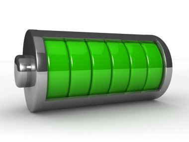 3D sembolü şarj edilmiş bir batarya