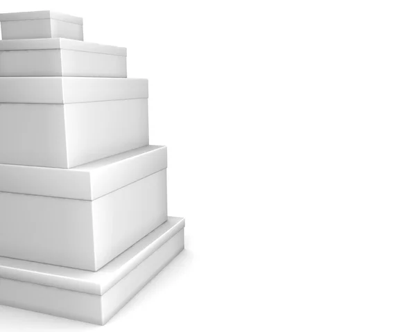 Pile of white blank boxes isolated — Stock Photo, Image