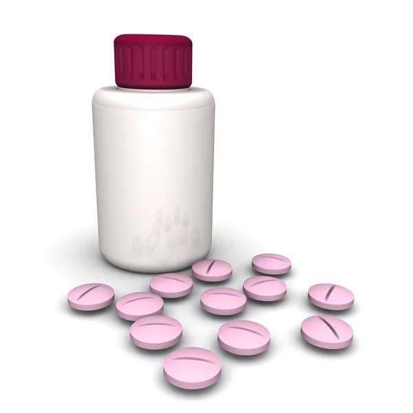 Render of pill bottle and pills — Stock Photo, Image