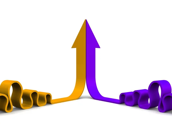 병합에 밝은 3 차원 화살표 — 스톡 사진
