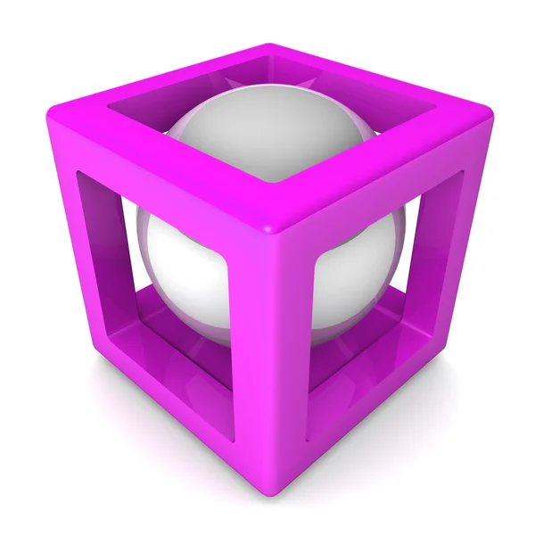 Cubo 3d com esfera dentro . — Fotografia de Stock