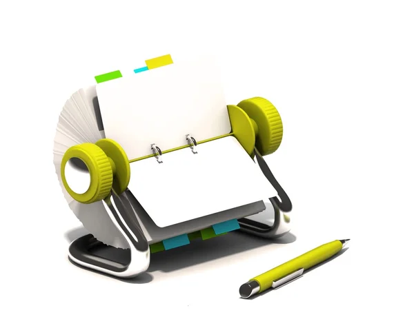 Colorful rolodex and pen — Stock Photo, Image