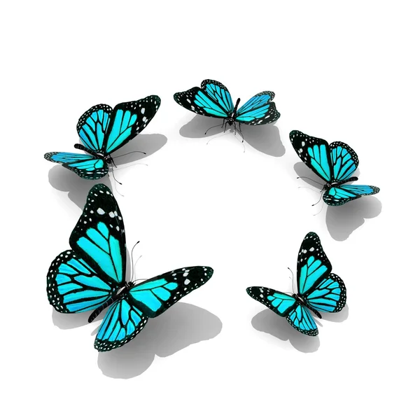 Grupo de hermosas mariposas 3d — Foto de Stock