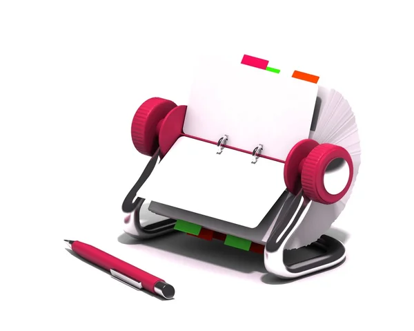 Kleurrijke rolodex en pen — Stockfoto