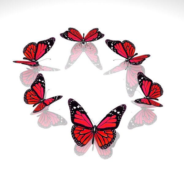 Group of beautiful 3d butterflies