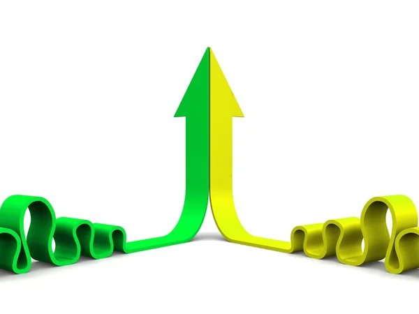 병합에 밝은 3 차원 화살표 — 스톡 사진