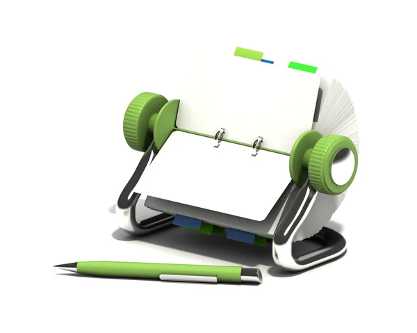 Colorful rolodex and pen — Stock Photo, Image